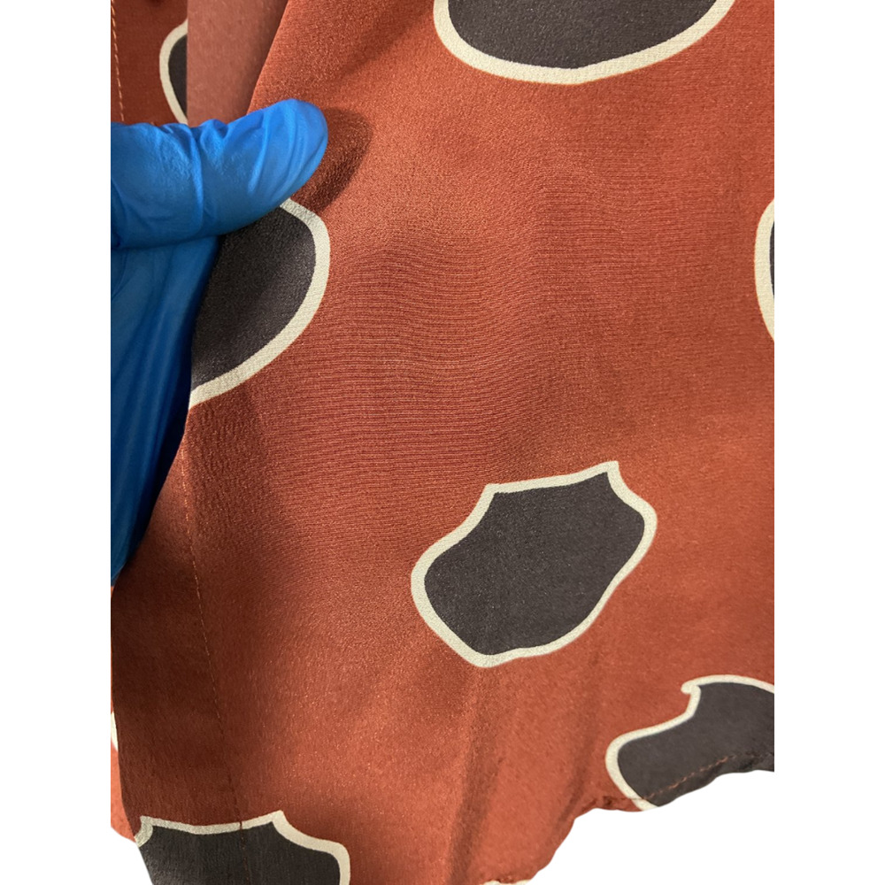Johanna Ortiz Printed Rust Tie Neck Blouse Size S - Picture 6 of 6